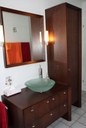 Meuble salle de bain en chêne teinté brossé